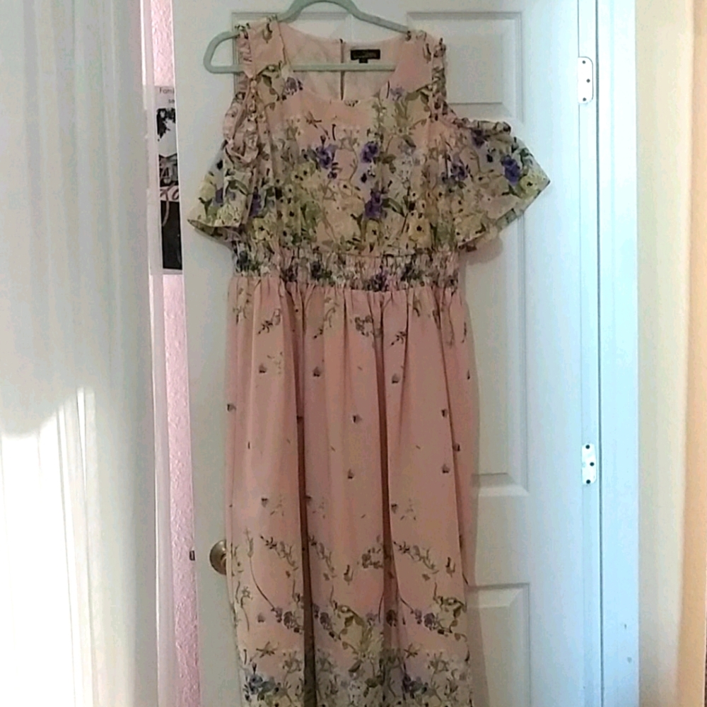 Beautiful cold shoulder pastel dress